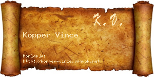 Kopper Vince névjegykártya